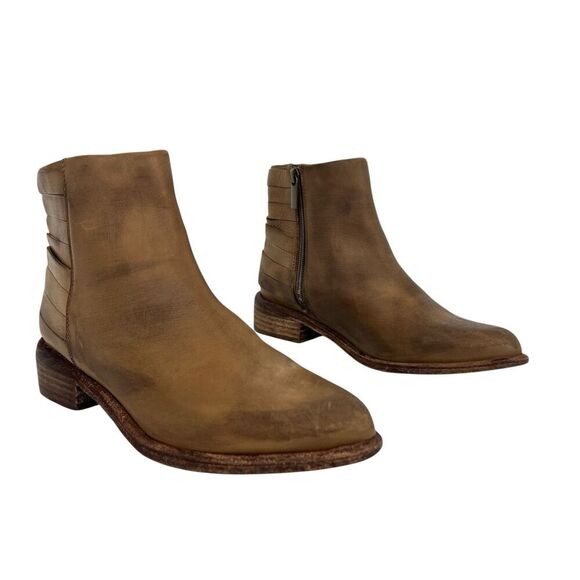 Chocolat Blu Womens Size 38 Brown Leather Distressed Ankle Boots - Picture 1 of 8